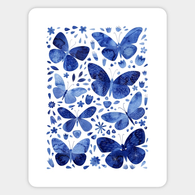 Blue Butterflies Watercolor Art Magnet by NicSquirrell